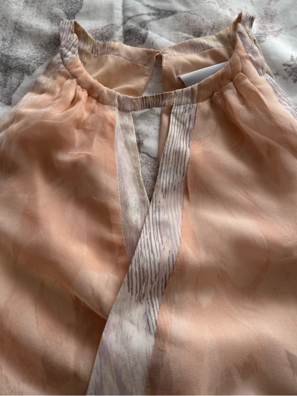 Addison 100% silk Sleeveless Chiffon Halter Dress in Blush and Light Gray, XS - Picture 8 of 16